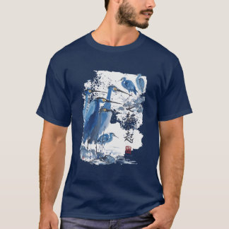 Blåhäger Japansk bläcktvätt fågel natur T Shirt