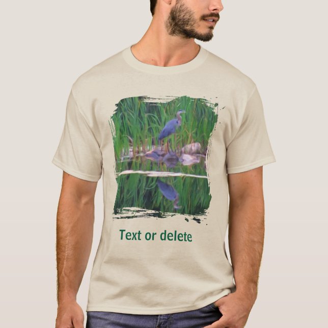 Blåhägerreflektioner Djurmålning  T Shirt (Framsida)