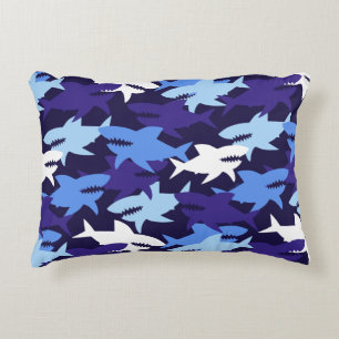 Blåhaj Camouflage Mönster Prydnadskudde