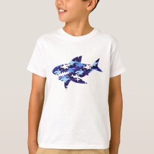 Blåhaj Camouflage Mönster T Shirt