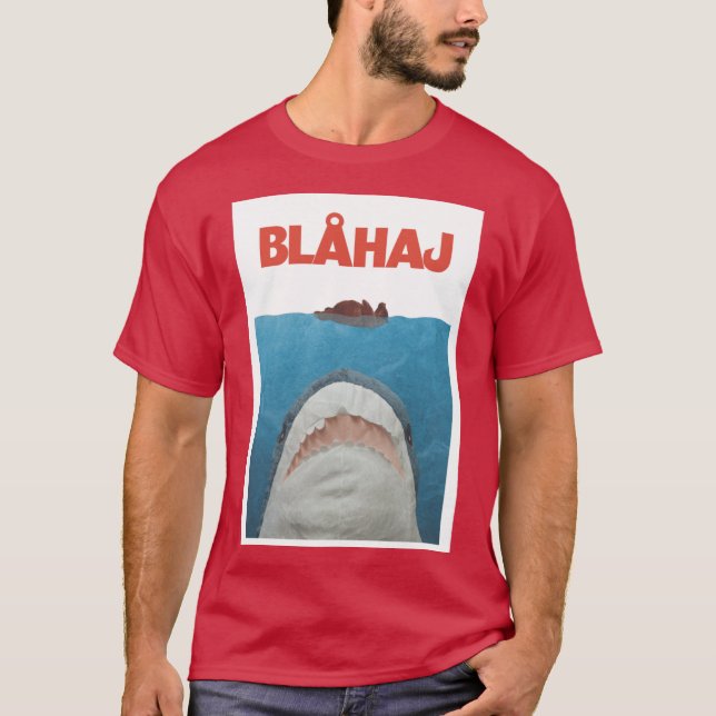 Blahaj Jaws Poster friends T Shirt (Framsida)