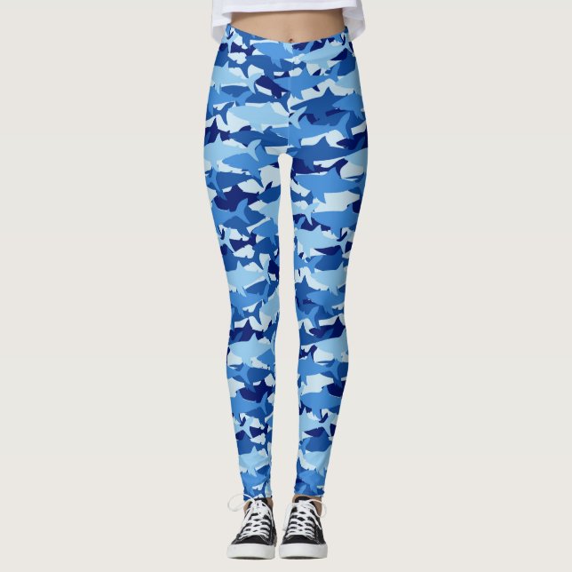 Blåhaj Mönster Leggings (Framsida)
