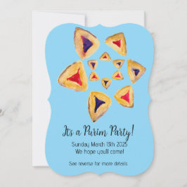 Blåhamantaschen Star Purim Party-inbjudningar