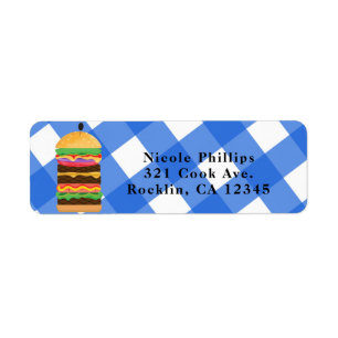 Blåhamburger Sommar Cookout Barbecue-inbjudan Returadress Etikett