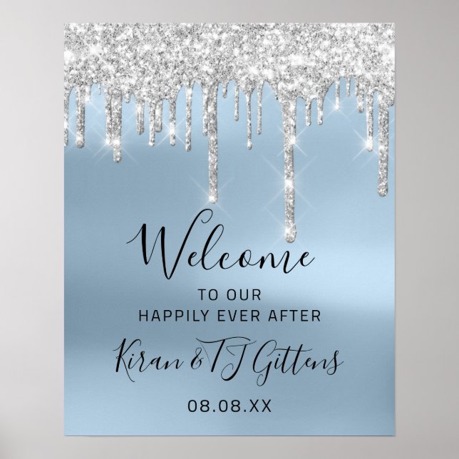 Blåhändelsen Bröllop Welcome Silver Grått Drives B Poster (Framsidan)
