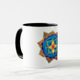 Blåhandmålad mandala art Ringer Combo Mugg