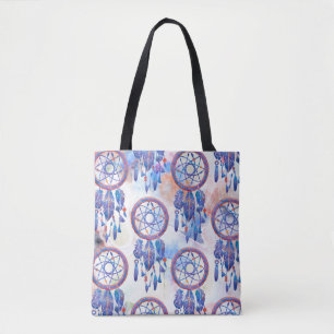 Blåhandsfärgad vattenfärg Modern Boho Tygkasse