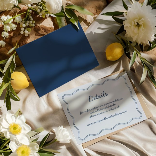 Blåhandsskrivningsinformation för handrita Vintage Tilläggskort (Hand Draw Vintage Blue Handwritting Details Enclosure Card)