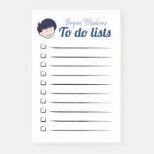 Blåhårig pojke att göra listor