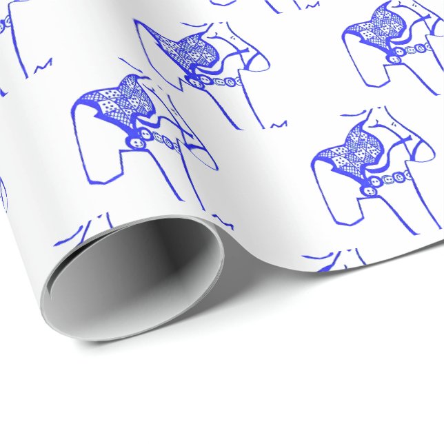 Blåhästar Presentpapper (Rullad Hörn)
