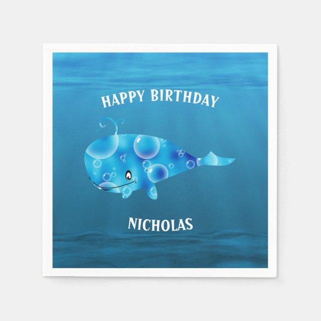 Blåhav och val pappersservett (Framsidan)