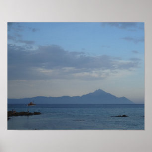 Blåhavet och Himlar i Grekland Poster