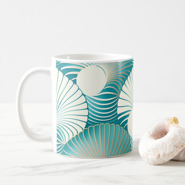 Blåhavet snäcka mönster kaffemugg (Med munk)