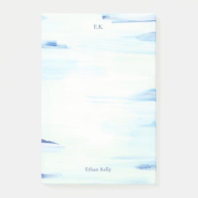 Blåhavets Abstrakt Art Personlig Namn Post-it Block (Framsida)