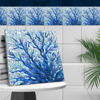 Blåhavets Fläkt Coral mosaic art Kakelplatta
