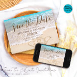 Blåhavets Vinkara tropiska Beach-bröllop Spara Datumet<br><div class="desc">Upplev den goda skönheten och stilla vatten med vår Anpassningsbar Blue Ocean Vinkar Tropical Beach Wedding Save the Date. Designad med kärlek av Mylini Design, anger den här exklusiven om du sparar datumet perfektens tonläge för dina strandtematerade djur. Med en utsökt utsmältning av blått havsvatten vinkarare tvättande på en sandstrand...</div>