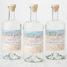 Blåhavets Vinkara tropiska Beach-bröllop Spritflaskor Etikett