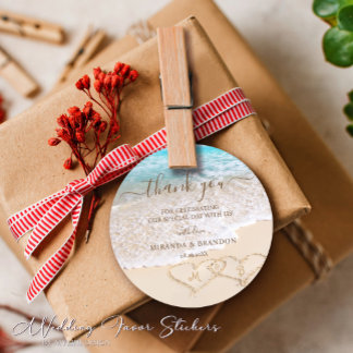 Blåhavets Vinkara tropiska Beach Wedding Tack Runt Klistermärke