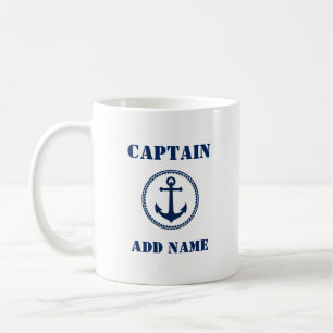 Blåhavsankarkapten Lägg till Namn eller Boat Nam Kaffemugg