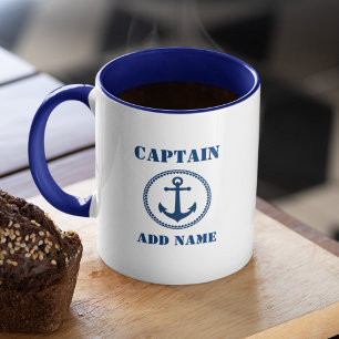 Blåhavsankkapten Add Namn eller Boat Namn sa0b Mugg