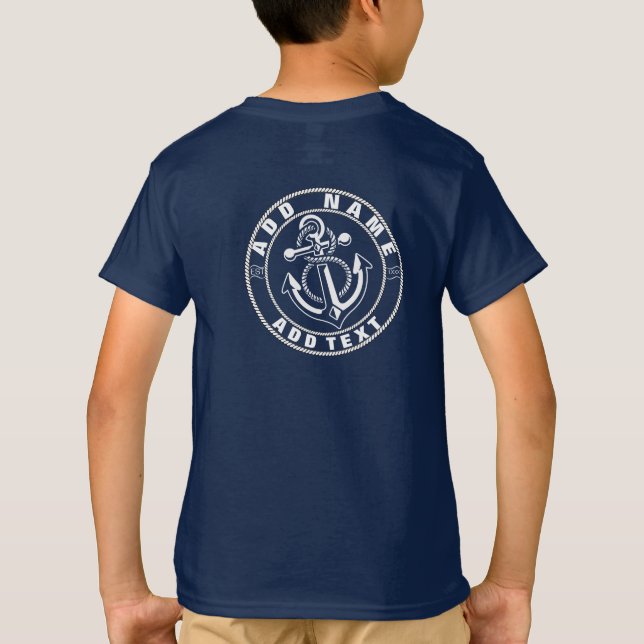 Blåhavsbåten Nautical Anchor klubb Namn T Shirt (Baksida)