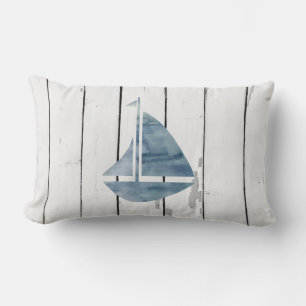 Blåhavsbåtens Nautical Shiplap Rustic Beach Decor Lumbarkudde