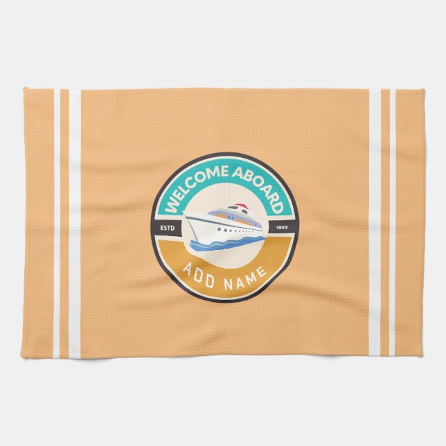 Blåhavsbåtshamn för klubb av marinbåtar för marinb kökshandduk (Horisontell)