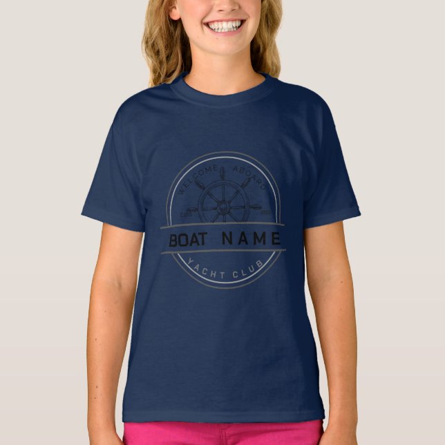 Blåhavsbåtshamn för klubb av marinbåtar för marinb t shirt (Framsida)