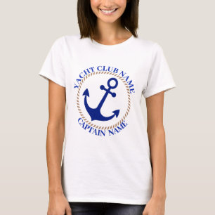 Blåhavsbåtshamn för klubb av marinbåtar för marinb t shirt