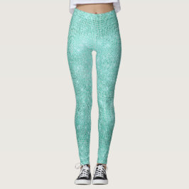 Blåhavsbladet Aqua Metallic Diamond Sparkly Leggings