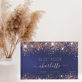 Blåhavsblått ro guld glitter namn gästböcker