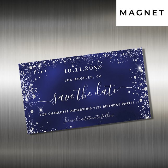 Blåhavsblått silver spara datum magneter (Skapare uppladdad)