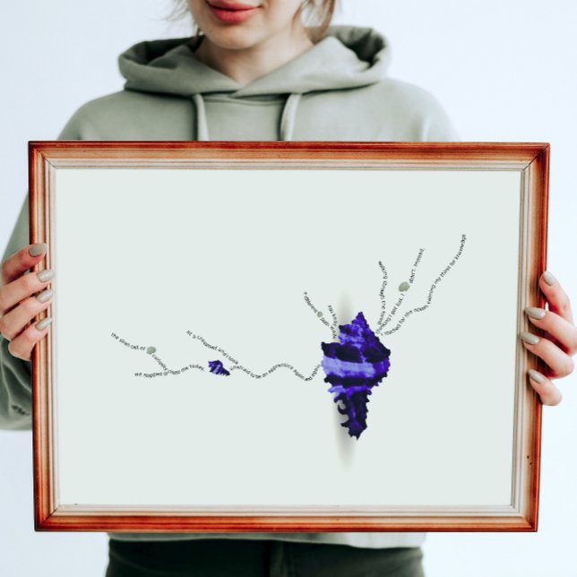 Blåhavsbottnen snäcka art elfenben collage Japandi Poster (Skapare uppladdad)