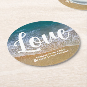 Blåhavsbröllop Underlägg Papper Rund