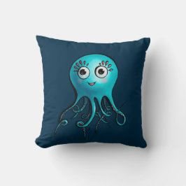 Blåhavsdjur av arten Cute Octopus Tecknad Sea Anim Kudde