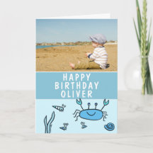 Blåhavsdjur Crab Snäcka Boy Birthday Photo