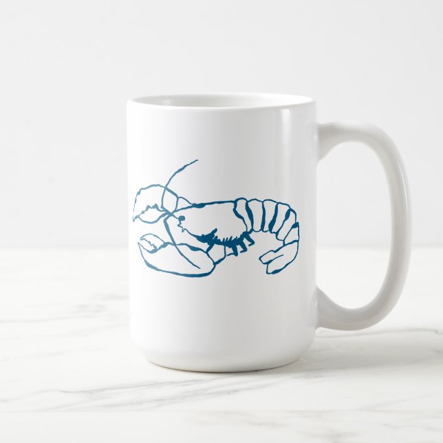 Blåhavsdjur (Lobster Sea Animal Simple Outline Tec Kaffemugg (Höger)