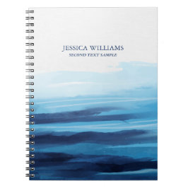 Blåhavsfärgad Abstrakt Sea Monogram Anteckningsbok