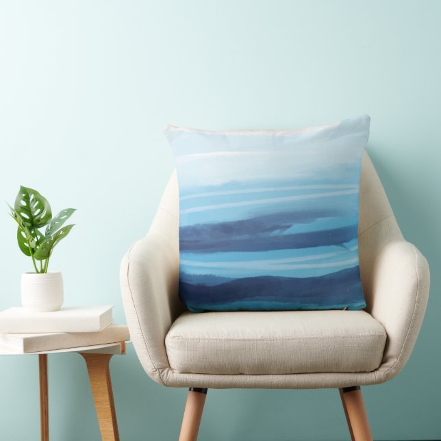 Blåhavsfärgad Abstrakt Sea Monogram Kudde (Stol)