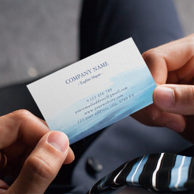 Blåhavsfärgad Abstrakt Sea Monogram Visitkort (Skapare uppladdad)