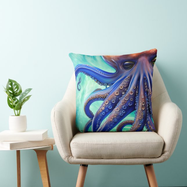 Blåhavsfisk i Dreamy Octopus Kudde (Stol)