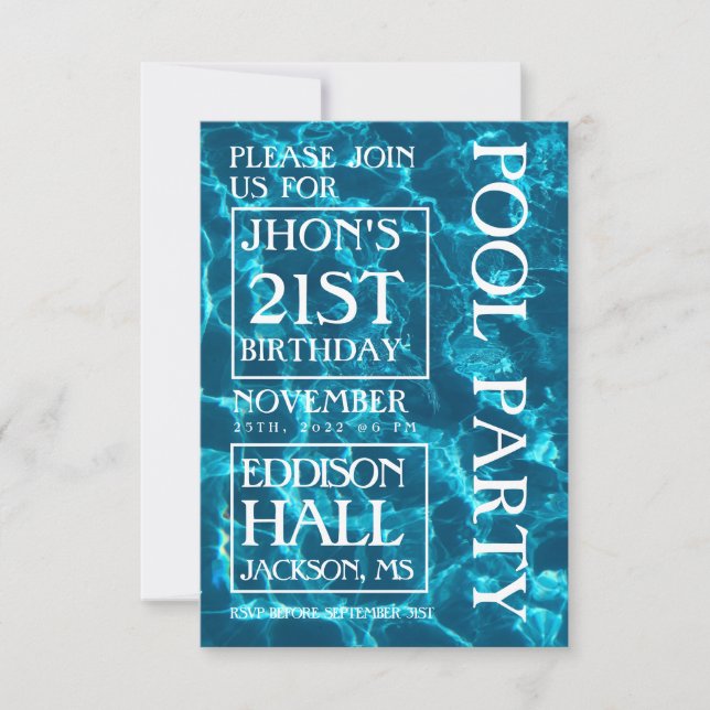 Blåhavsfiske i Bassäng Party  Inbjudningar (Framsida)