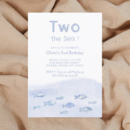 Blåhavsfiskpojkens andra födelsedag inbjudan