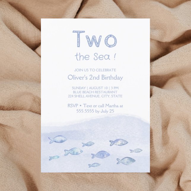 Blåhavsfiskpojkens andra födelsedag inbjudan (Skapare uppladdad)