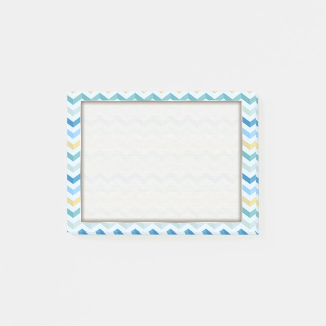Blåhavshaj Chevron Rand w/ Round Monogram Post-it Block (Framsida)