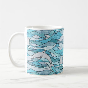 Blåhavsökta glasdelfiner kaffemugg