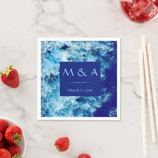 Blåhavsområde Vatten Bröllop Cocktail Napkin Pappersservett (Insitu)