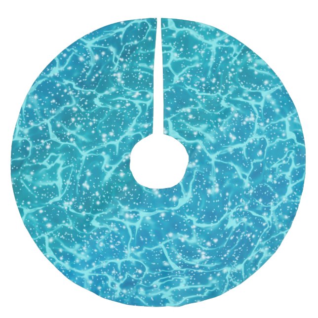 Blåhavsområde Vatten med Sparkles Julgransmatta Borstad Polyester (Framsidan)