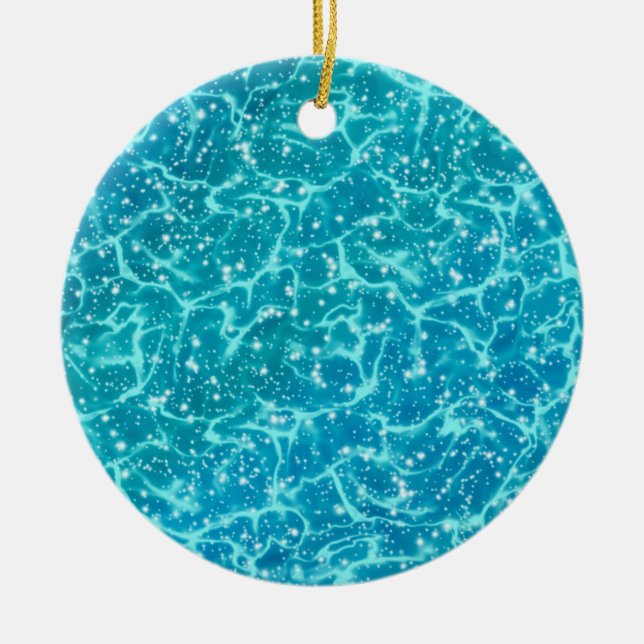 Blåhavsområde Vatten med Sparkles Julgransprydnad Keramik (Framsidan)
