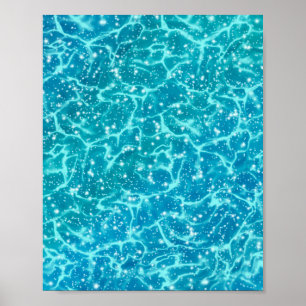 Blåhavsområde Vatten med Sparkles Poster